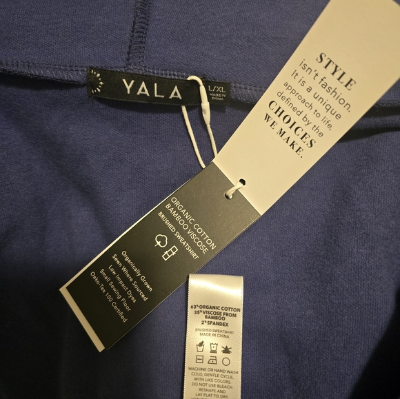 YALA Hooded Cardigan L/XL – Organic Cotton Bamboo Blend – Royal Blue NWT - Picture 5 of 5